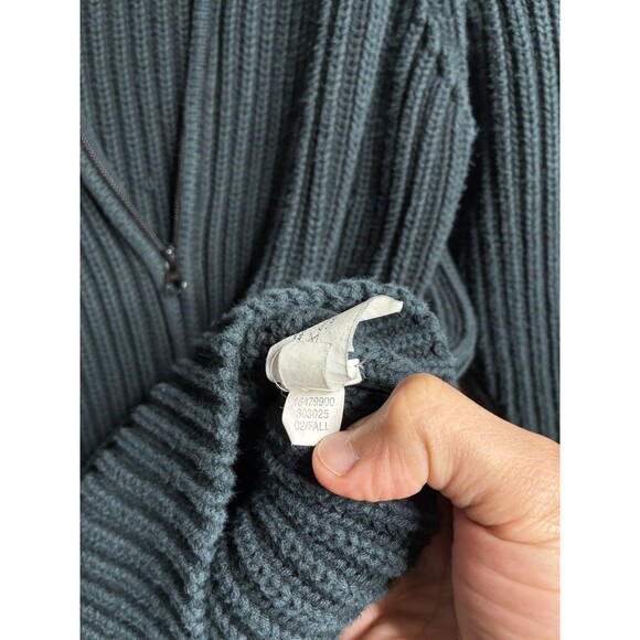 Vintage 90's GAP Green Ribbed Full Zip Cardigan Sweater Size XL 100% Cotton - Picture 4 of 9